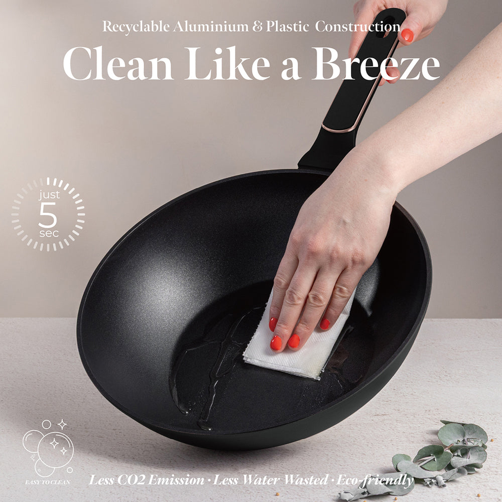 Wok BerlingerHaus Noir Or Rosé Ø 28 cm - compatible avec toutes les sources de chaleur - revêtement antiadhésif standard