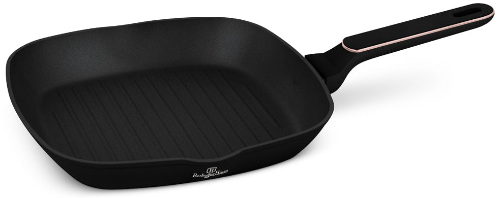 Poêle grill BerlingerHaus Noir Or Rose 28 x 28 cm - compatible avec toutes les sources de chaleur - revêtement antiadhésif standard