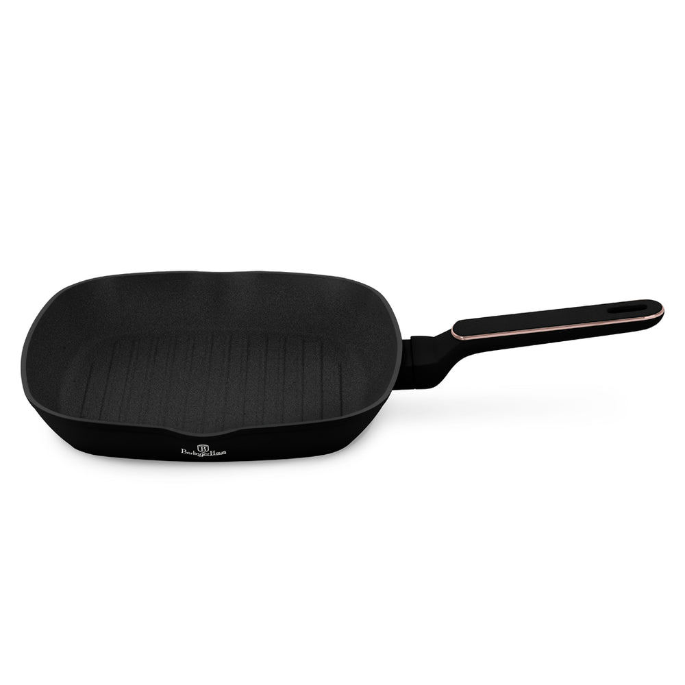Poêle grill BerlingerHaus Noir Or Rose 28 x 28 cm - compatible avec toutes les sources de chaleur - revêtement antiadhésif standard