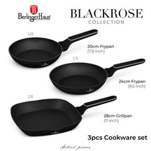 Ensemble de poêles BerlingerHaus Noire Or Rose 3 pièces - ø 20, 24 & 28 cm - compatible avec toutes les sources de chaleur - revêtement antiadhésif standard