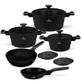 Batterie de cuisine BerlingerHaus Noir Or Rose 7 pièces - Casserole ø 20, 24, 28 cm & Poêle ø 20, 24 cm - compatible avec toutes les sources de chaleur
