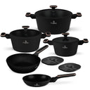 Batterie de cuisine BerlingerHaus Noir Or Rose 7 pièces - Casserole ø 20, 24, 28 cm & Poêle ø 20, 24 cm - compatible avec toutes les sources de chaleur