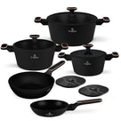 Batterie de cuisine BerlingerHaus Noir Or Rose 7 pièces - Casserole ø 20, 24, 28 cm & Poêle ø 20, 24 cm - compatible avec toutes les sources de chaleur