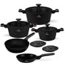 Batterie de cuisine BerlingerHaus Noir Or Rose 7 pièces - Casserole ø 20, 24, 28 cm & Poêle ø 20, 24 cm - compatible avec toutes les sources de chaleur
