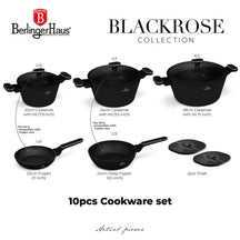 Batterie de cuisine BerlingerHaus Noir Or Rose 7 pièces - Casserole ø 20, 24, 28 cm & Poêle ø 20, 24 cm - compatible avec toutes les sources de chaleur