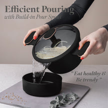 Batterie de cuisine BerlingerHaus Noir Or Rose 7 pièces - Casserole ø 20, 24, 28 cm & Poêle ø 20, 24 cm - compatible avec toutes les sources de chaleur