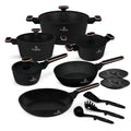 Batterie de cuisine BerlingerHaus Noir Or Rose 11 pièces - Casserole ø 20, 24, 28 cm, Poêle ø 24, 28 cm & Casserole ø 16 cm - compatible avec toutes les sources de chaleur
