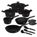 Batterie de cuisine BerlingerHaus Noir Or Rose 11 pièces - Casserole ø 20, 24, 28 cm, Poêle ø 24, 28 cm & Casserole ø 16 cm - compatible avec toutes les sources de chaleur
