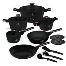 Batterie de cuisine BerlingerHaus Noir Or Rose 11 pièces - Casserole ø 20, 24, 28 cm, Poêle ø 24, 28 cm & Casserole ø 16 cm - compatible avec toutes les sources de chaleur