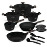 Batterie de cuisine BerlingerHaus Noir Or Rose 11 pièces - Casserole ø 20, 24, 28 cm, Poêle ø 24, 28 cm & Casserole ø 16 cm - compatible avec toutes les sources de chaleur