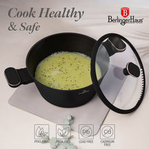 Batterie de cuisine BerlingerHaus Noir Or Rose 11 pièces - Casserole ø 20, 24, 28 cm, Poêle ø 24, 28 cm & Casserole ø 16 cm - compatible avec toutes les sources de chaleur