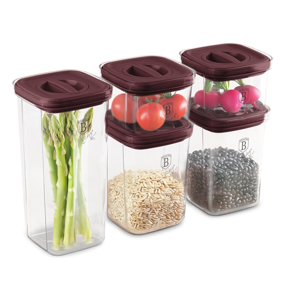 Set de Pot de conservation BerlingerHaus mat bordeaux 5 pièces