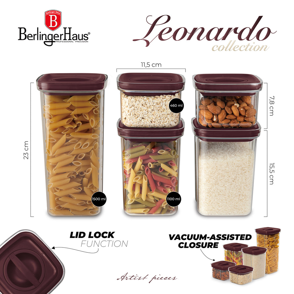 Set de Pot de conservation BerlingerHaus mat bordeaux 5 pièces
