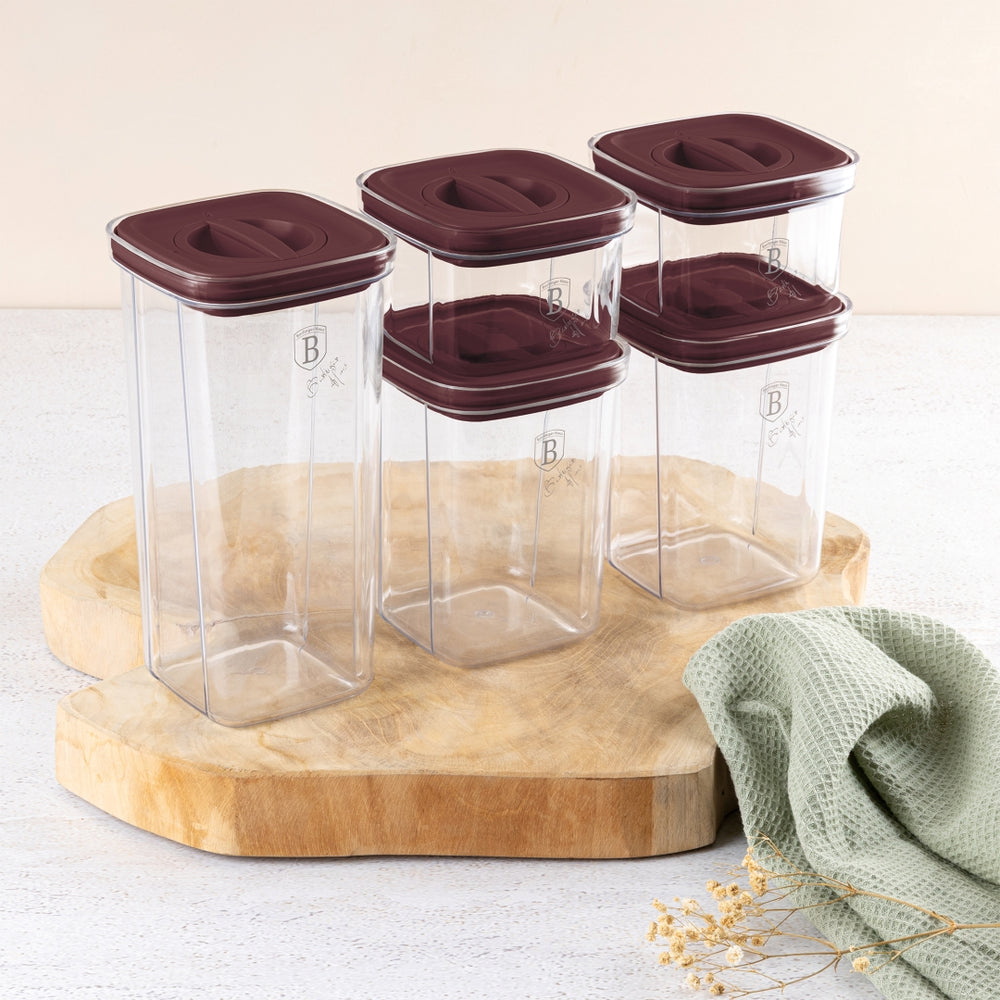 Set de Pot de conservation BerlingerHaus mat bordeaux 5 pièces