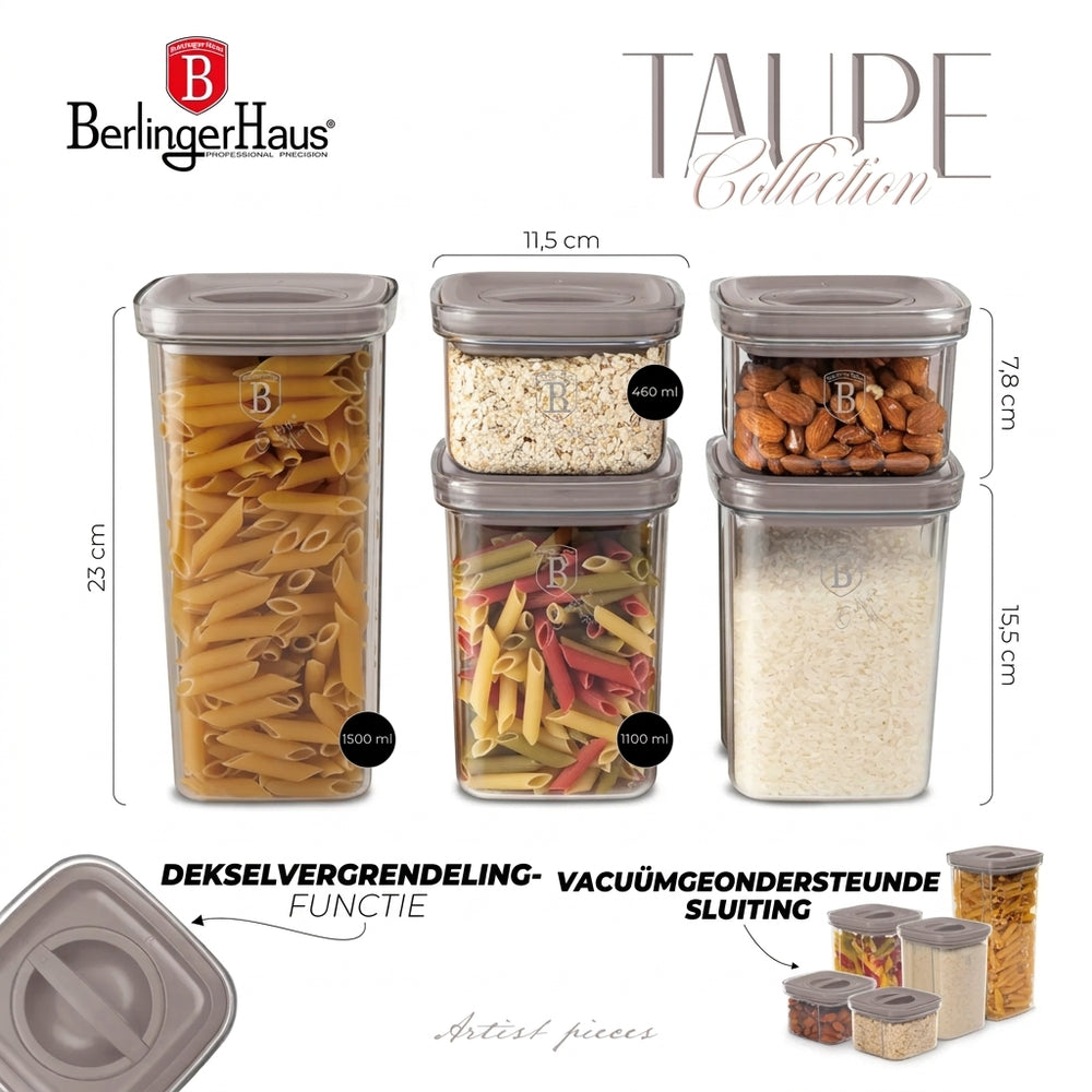 Set de Pot de conservation BerlingerHaus Taupe 5 pièces