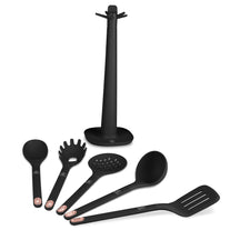 Set d'ustensiles de cuisine avec support BerlingerHaus Noir Or Rose - silicone - 6 pièces