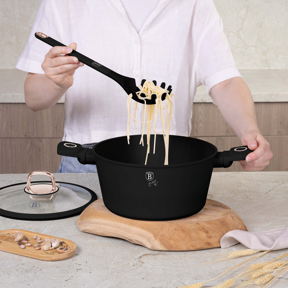 Set d'ustensiles de cuisine avec support BerlingerHaus Noir Or Rose - silicone - 6 pièces
