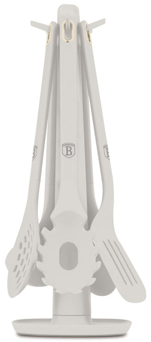 Set d'ustensiles de cuisine avec support BerlingerHaus mat crème - silicone - 6 pièces