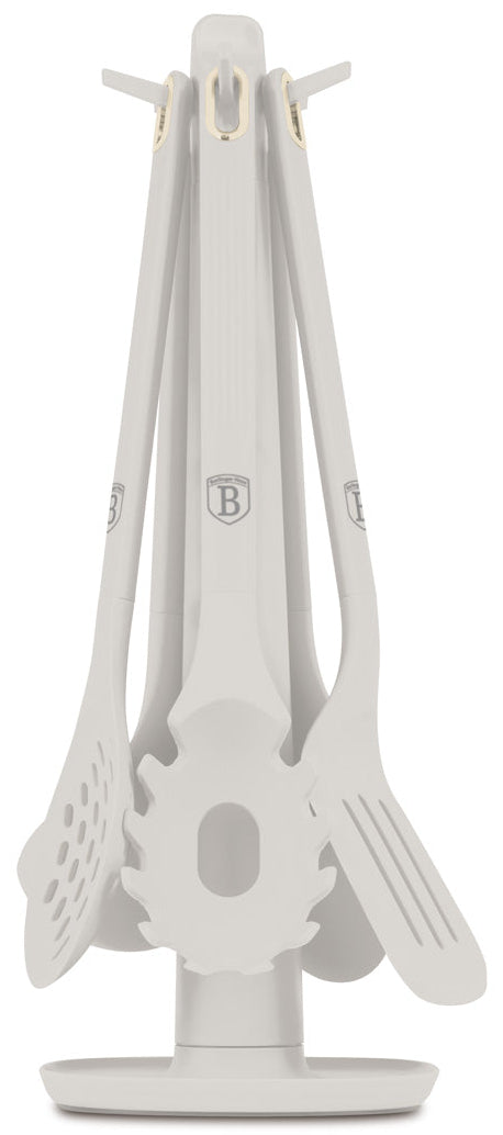 Set d'ustensiles de cuisine avec support BerlingerHaus mat crème - silicone - 6 pièces