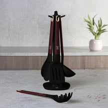 Ensemble d'ustensiles de cuisine avec support BerlingerHaus mat bordeaux - silicone - 6 pièces