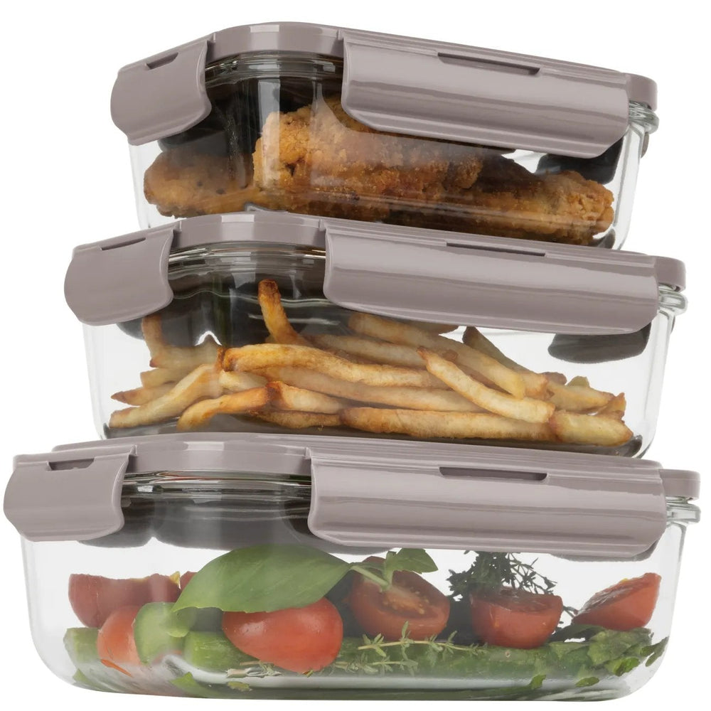 Boîtes de conservation en verre BerlingerHaus Taupe - 3 pièces - 570 ml, 840 ml & 1,18 litre
