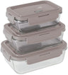 Boîtes de conservation en verre BerlingerHaus Taupe - 3 pièces - 570 ml, 840 ml & 1,18 litre