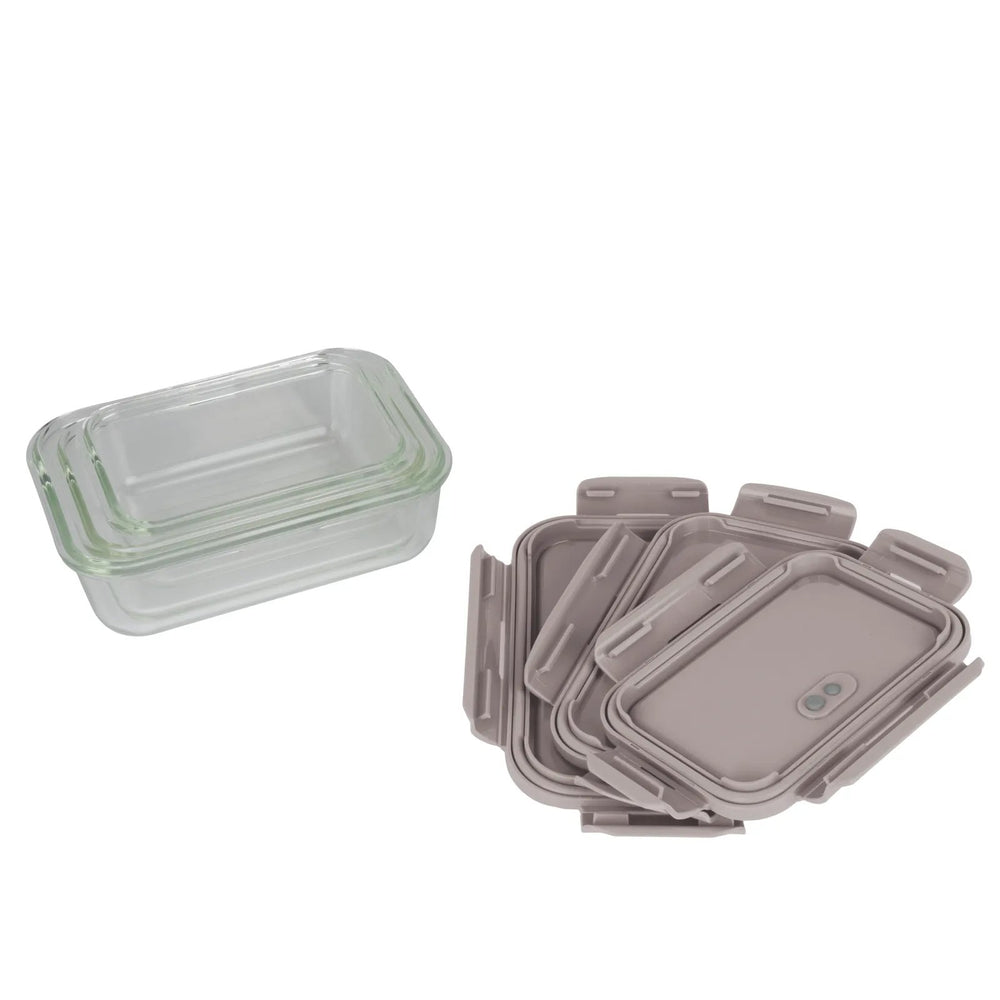 Boîtes de conservation en verre BerlingerHaus Taupe - 3 pièces - 570 ml, 840 ml & 1,18 litre