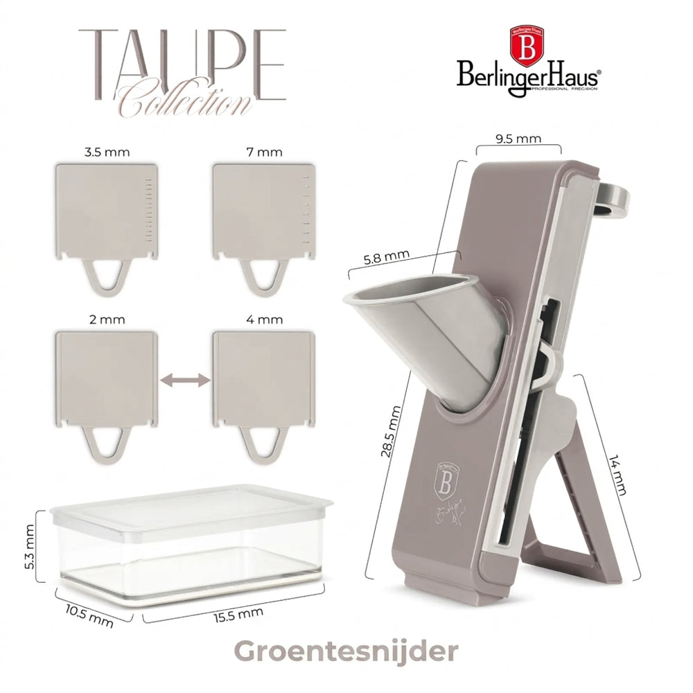 Mandoline BerlingerHaus Taupe - Coupe-légumes - avec bac de récupération