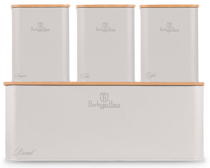 Boîte à pain avec bocaux BerlingerHaus mat crème - 4 pièces