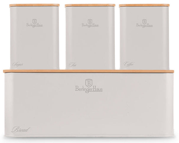 Boîte à pain avec bocaux BerlingerHaus mat crème - 4 pièces