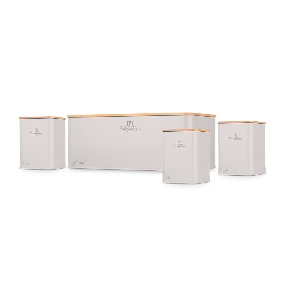 Boîte à pain avec bocaux BerlingerHaus mat crème - 4 pièces