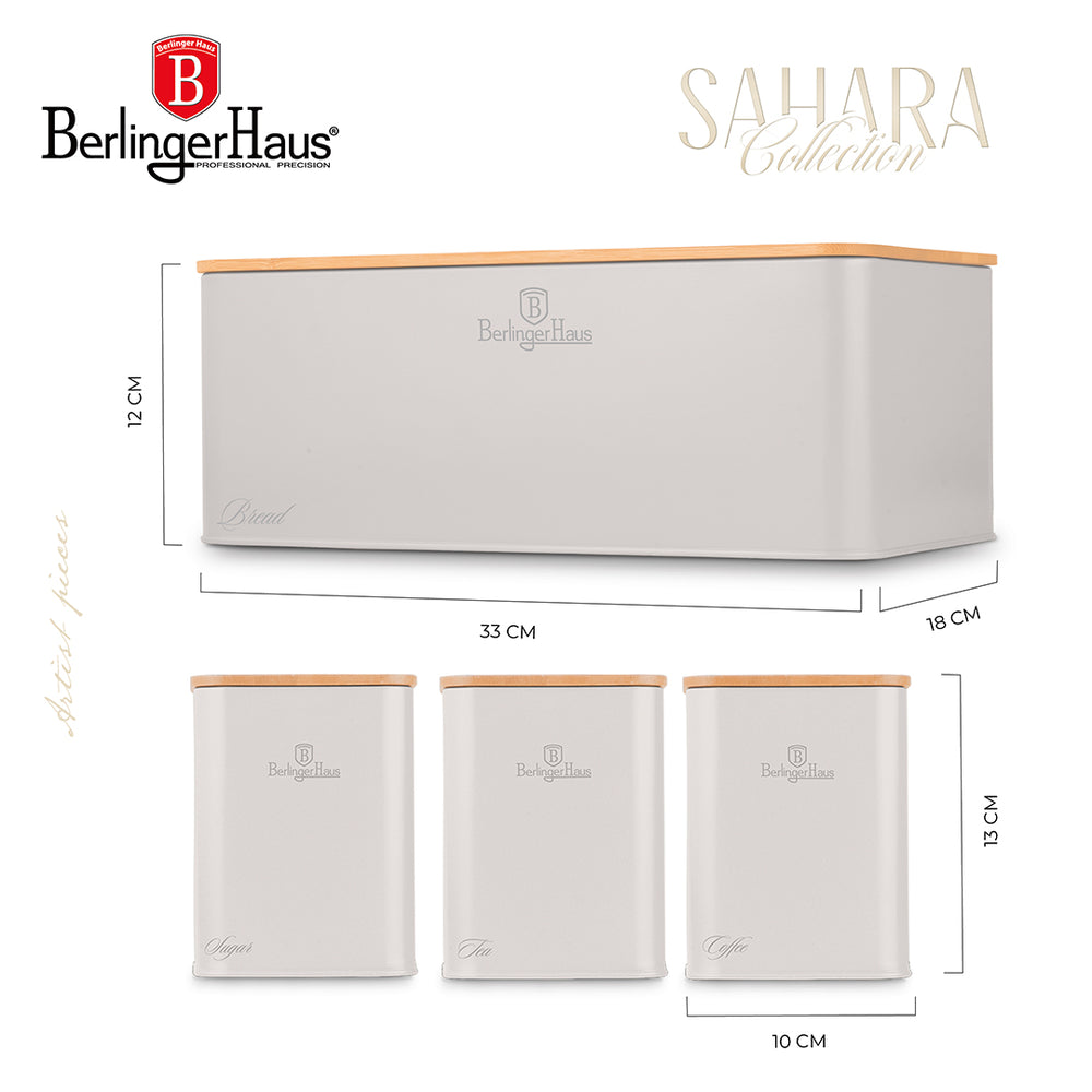 Boîte à pain avec bocaux BerlingerHaus mat crème - 4 pièces