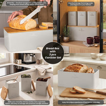 Boîte à pain avec bocaux BerlingerHaus mat crème - 4 pièces