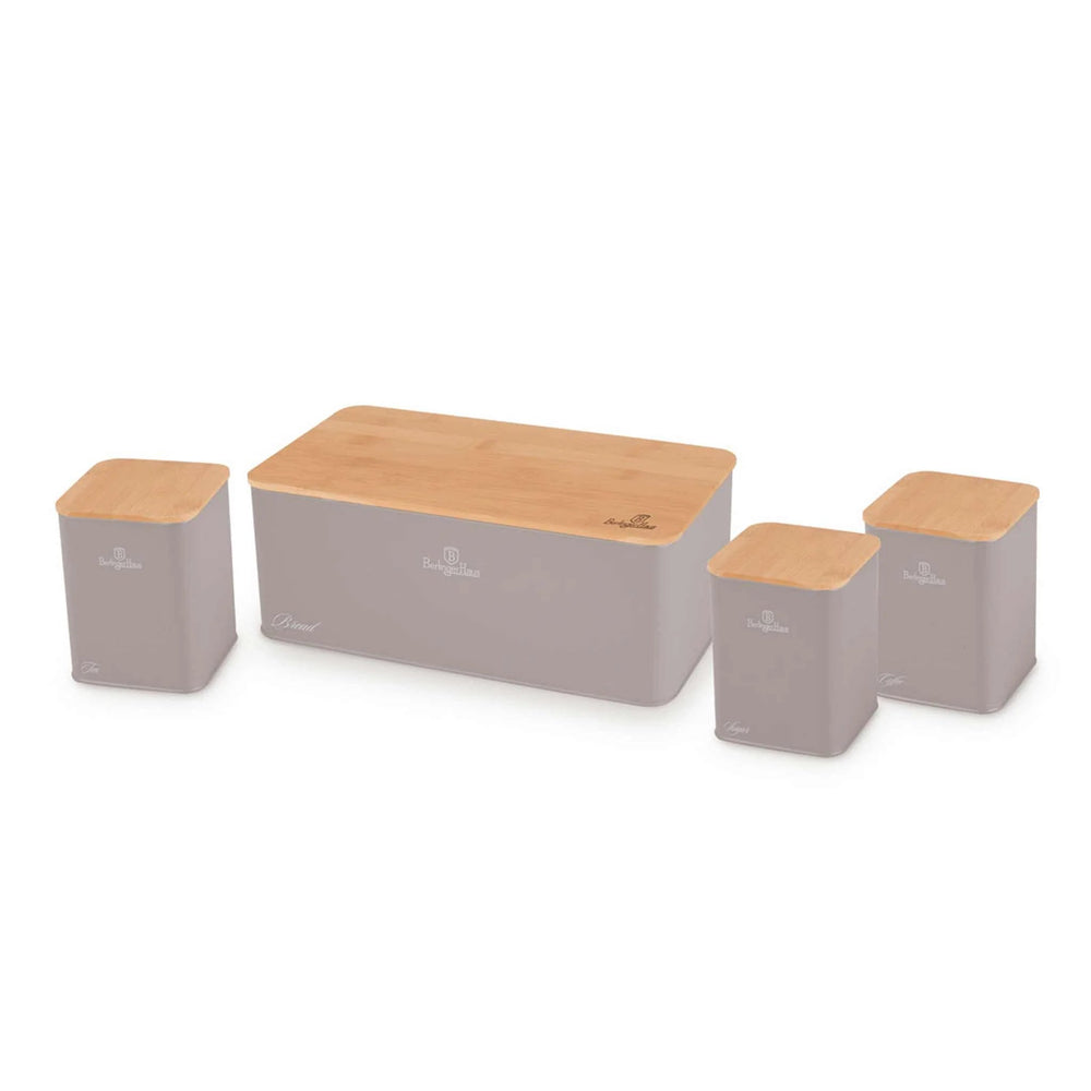 Boîte à pain avec bocaux BerlingerHaus Taupe - 4 pièces