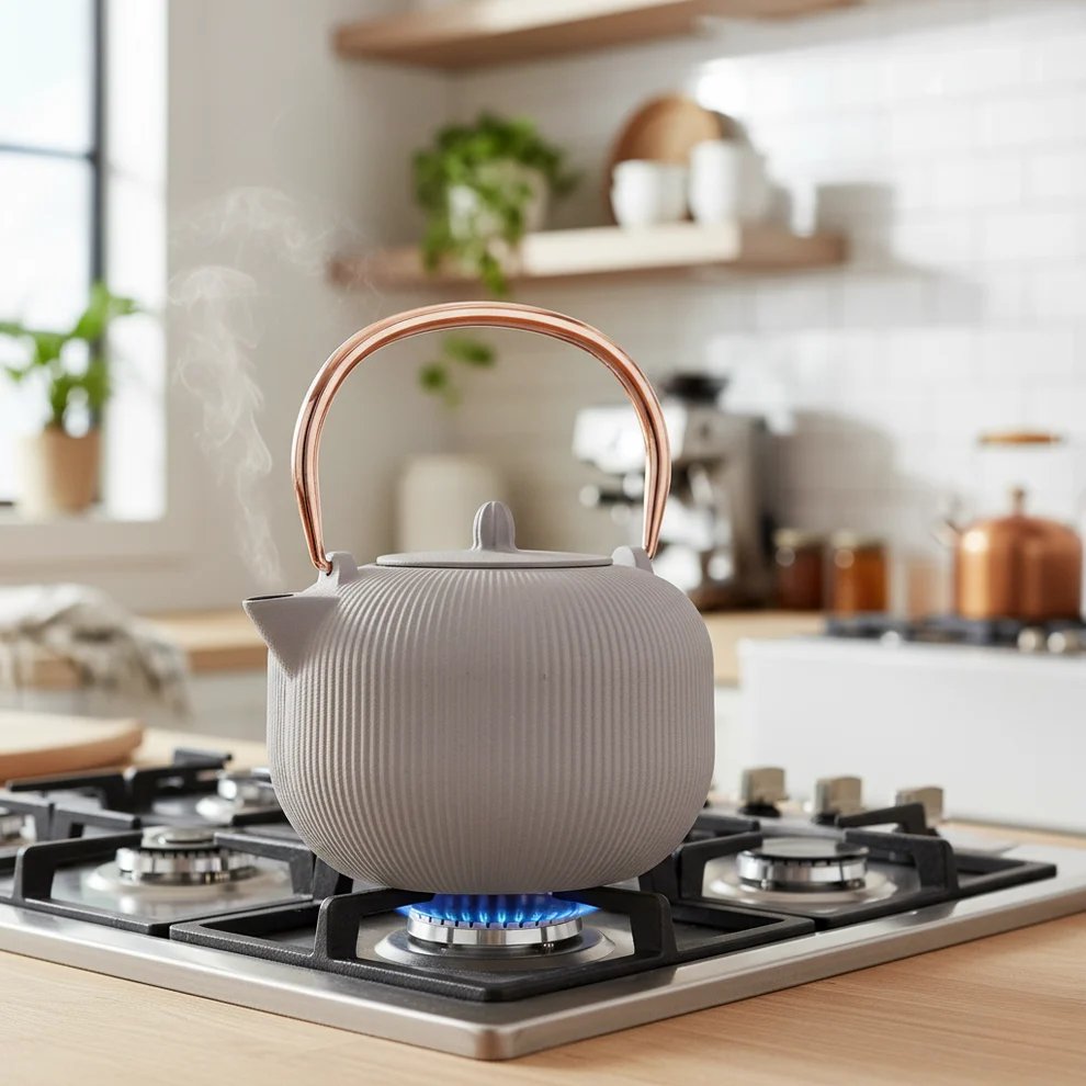 Théière BerlingerHaus avec filtre en inox – Taupe – fonte – 1 litre