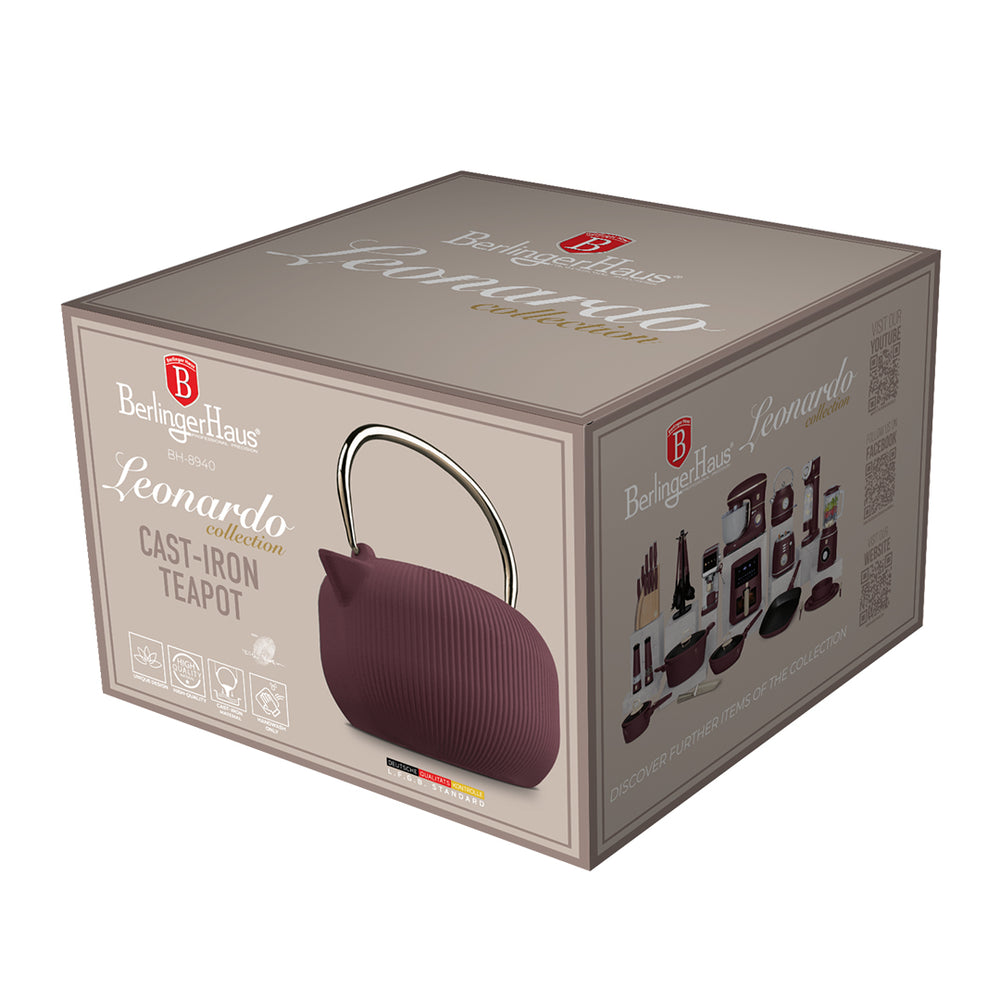 Théière en Fonte avec filtre en inox BerlingerHaus mat Bordeaux - 1 litre