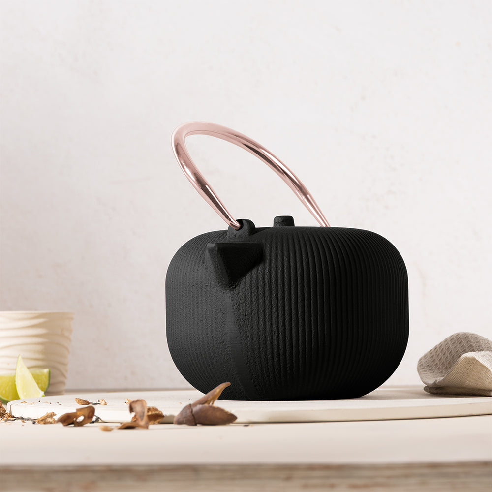 Théière BerlingerHaus avec filtre en inox - noir or rose - Fonte - 1 litre