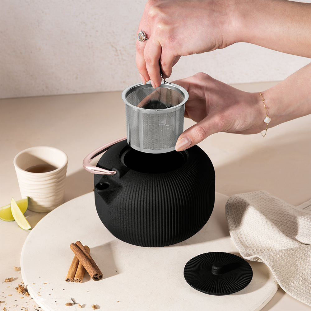 Théière BerlingerHaus avec filtre en inox - noir or rose - Fonte - 1 litre