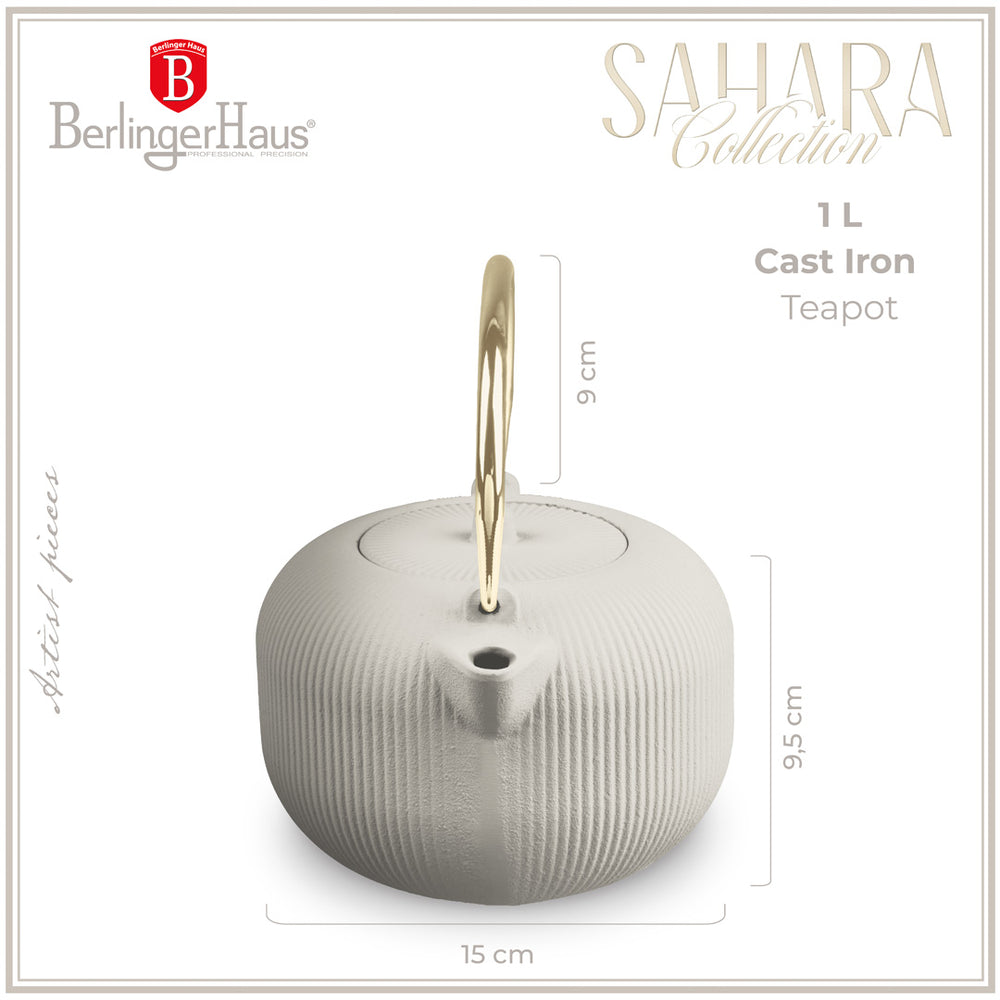 Théière BerlingerHaus avec filtre en inox - Mat crème - Fonte - 1 litre
