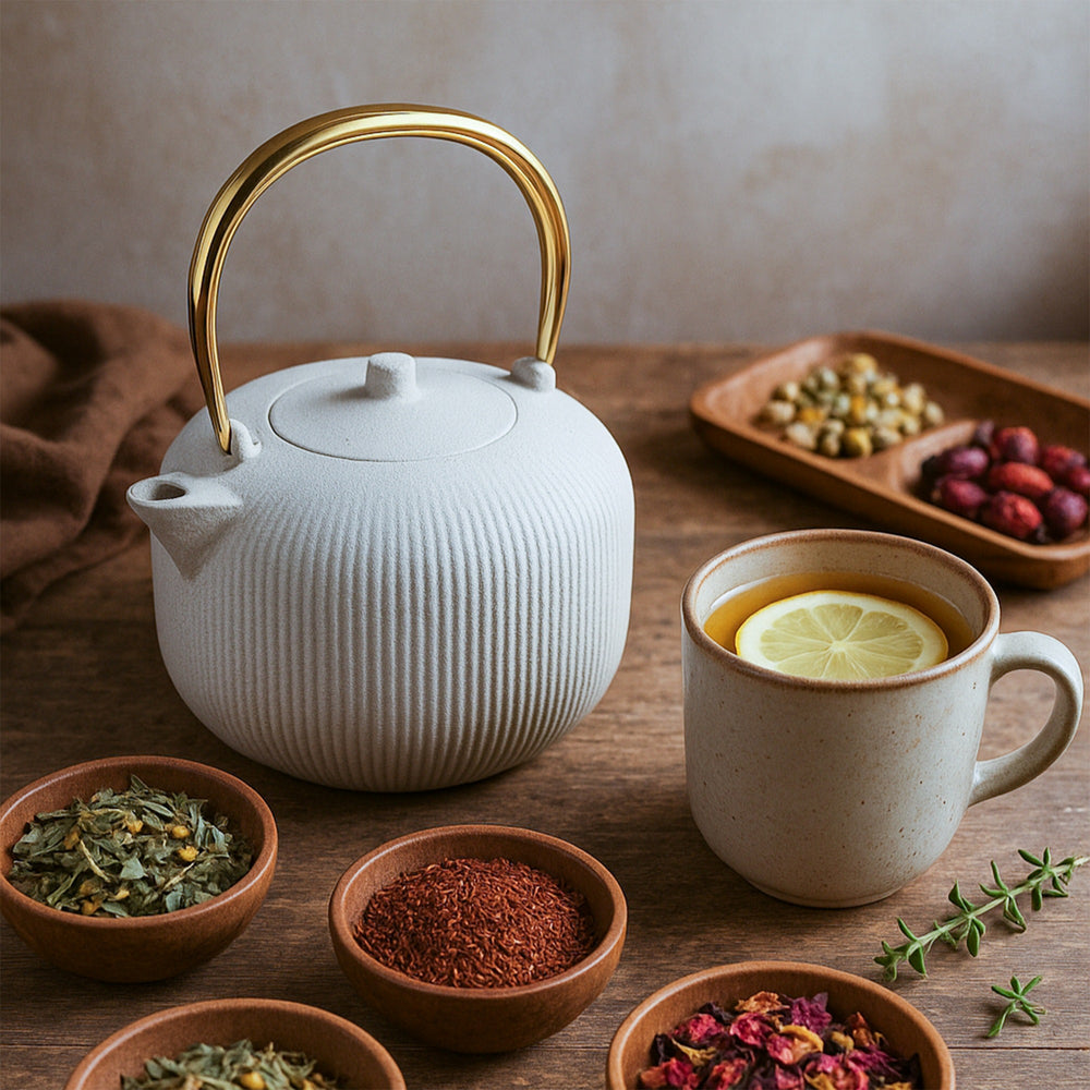 Théière BerlingerHaus avec filtre en inox - Mat crème - Fonte - 1 litre
