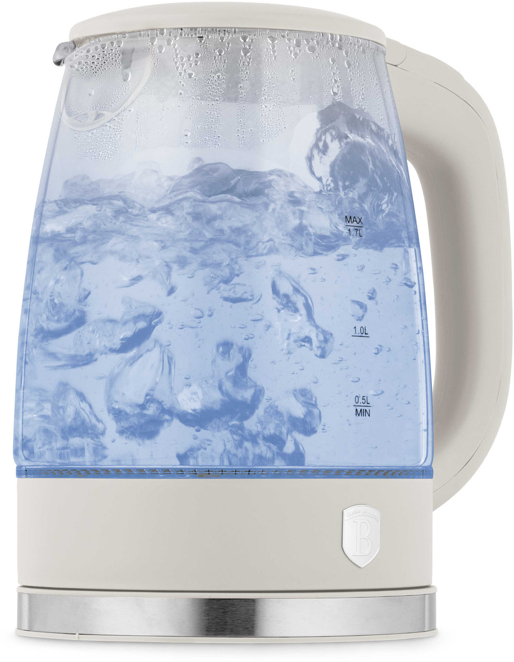 Bouilloire Électrique BerlingerHaus en Verre Mat Crème - 1,7 L - 2200W