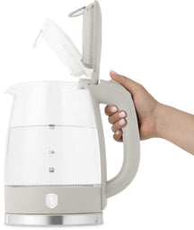 Bouilloire Électrique BerlingerHaus en Verre Mat Crème - 1,7 L - 2200W