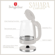Bouilloire Électrique BerlingerHaus en Verre Mat Crème - 1,7 L - 2200W