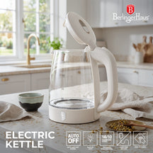 Bouilloire Électrique BerlingerHaus en Verre Mat Crème - 1,7 L - 2200W