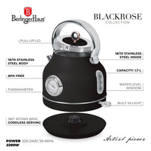 Bouilloire Électrique BerlingerHaus Noire Or Rose - avec Thermomètre - 1,7 L - 2200W