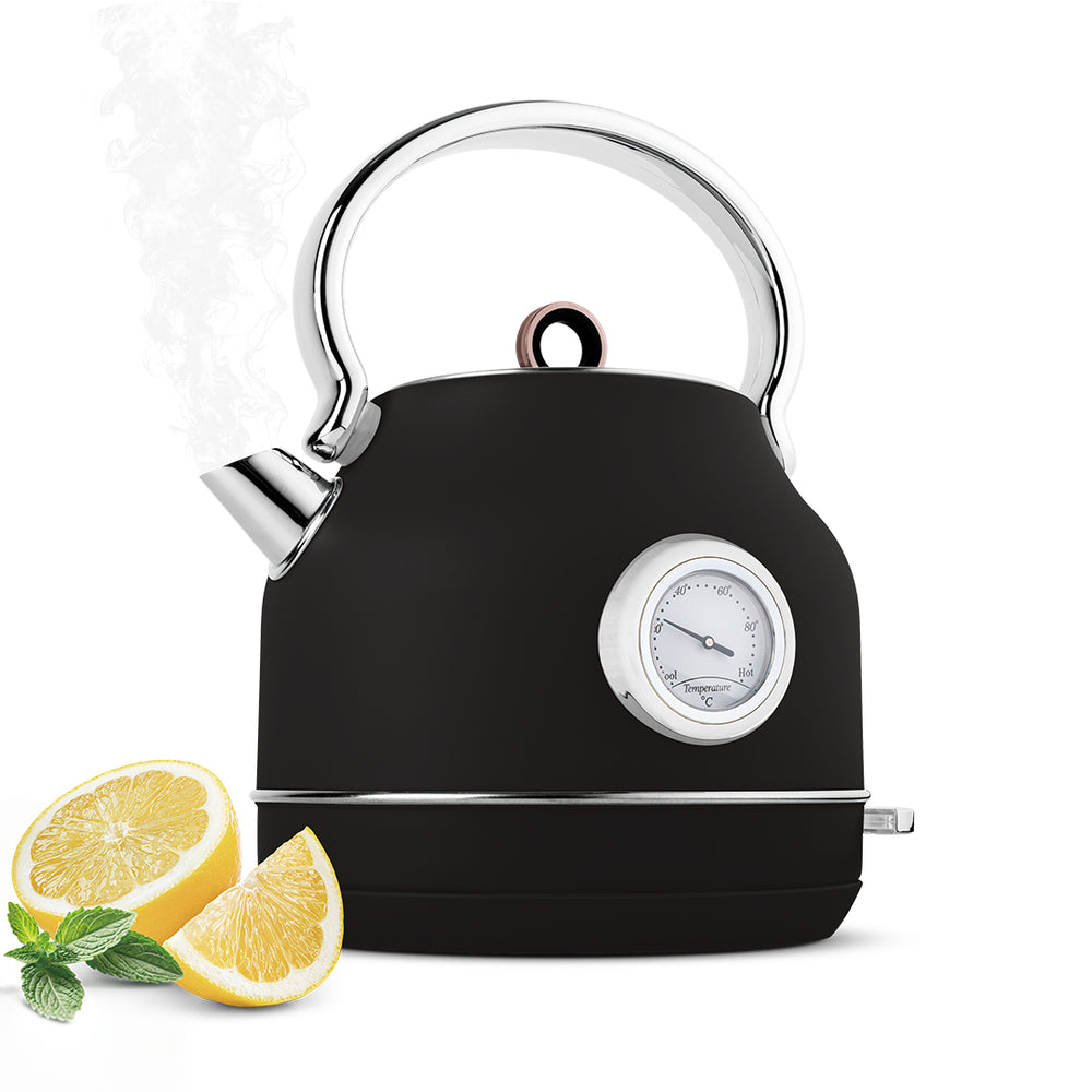 Bouilloire Électrique BerlingerHaus Noire Or Rose - avec Thermomètre - 1,7 L - 2200W