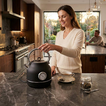 Bouilloire Électrique BerlingerHaus Noire Or Rose - avec Thermomètre - 1,7 L - 2200W