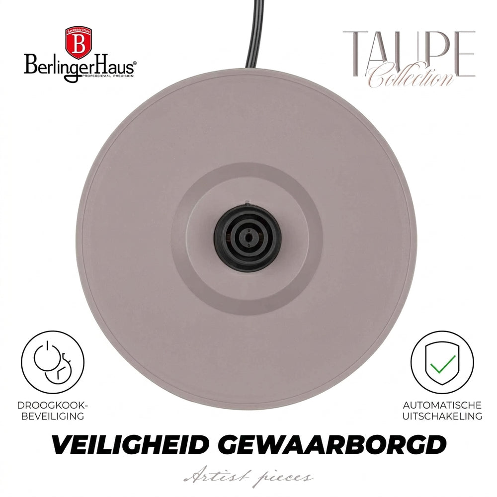 Bouilloire électrique BerlingerHaus Taupe - avec Thermomètre - 1,7 L - 2200W