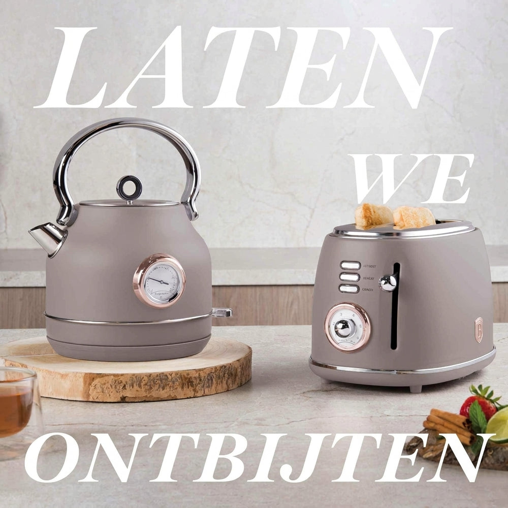 Bouilloire électrique BerlingerHaus Taupe - avec Thermomètre - 1,7 L - 2200W