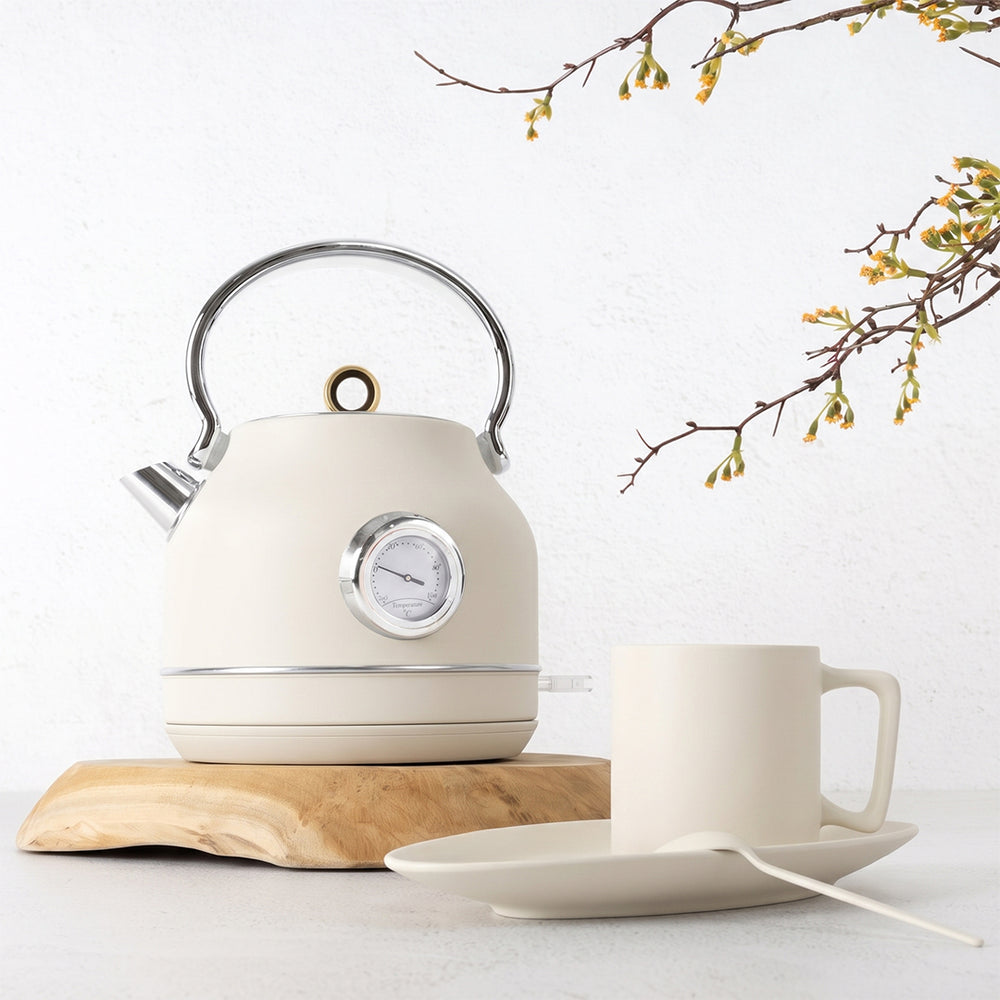 Bouilloire Électrique BerlingerHaus Mat Crème - avec Thermomètre - 1,7 L - 2200W